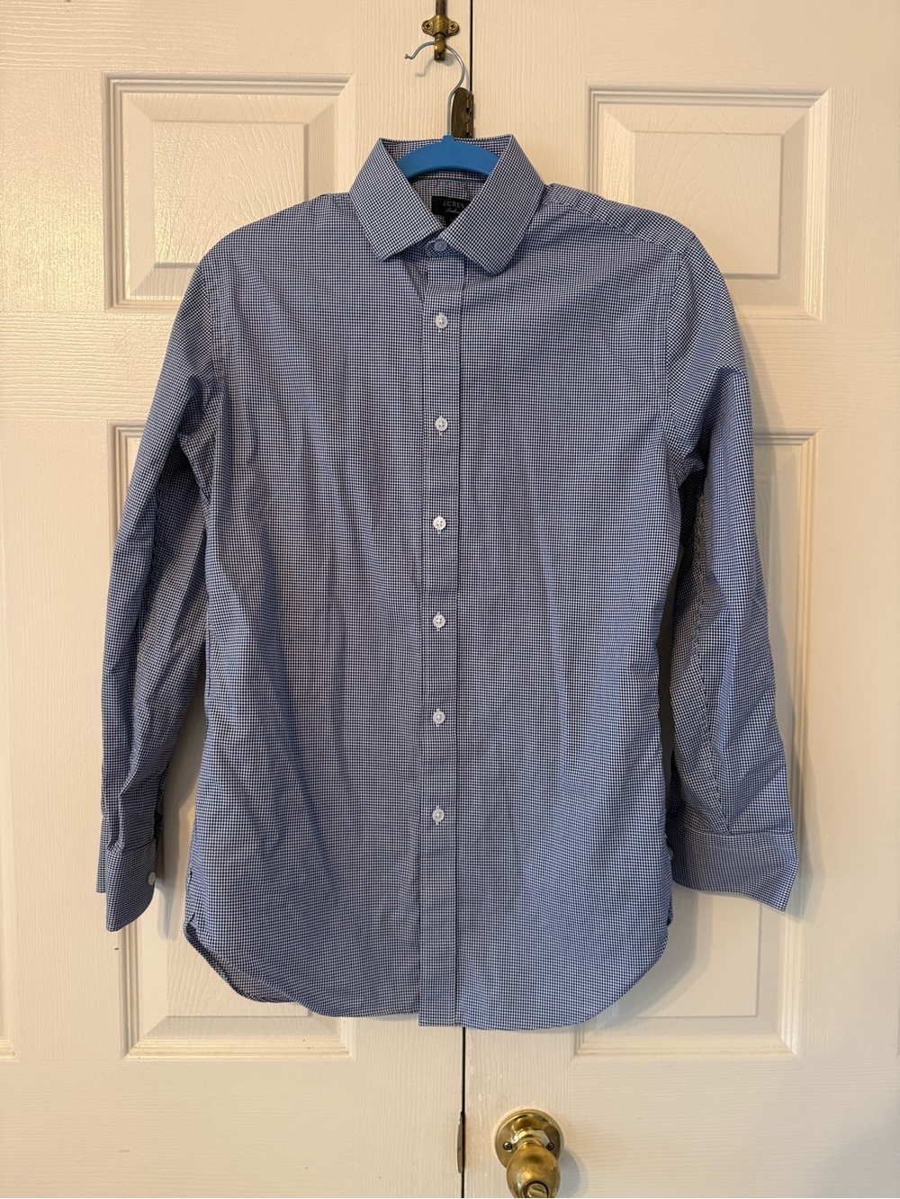 J. Crew Slim Blue Micro-Check Dress Shirt